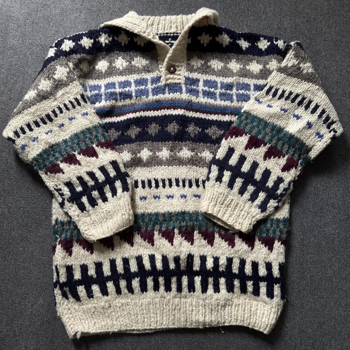 Rare Vintage Handmade Ecuadorian Wool Sweater XL