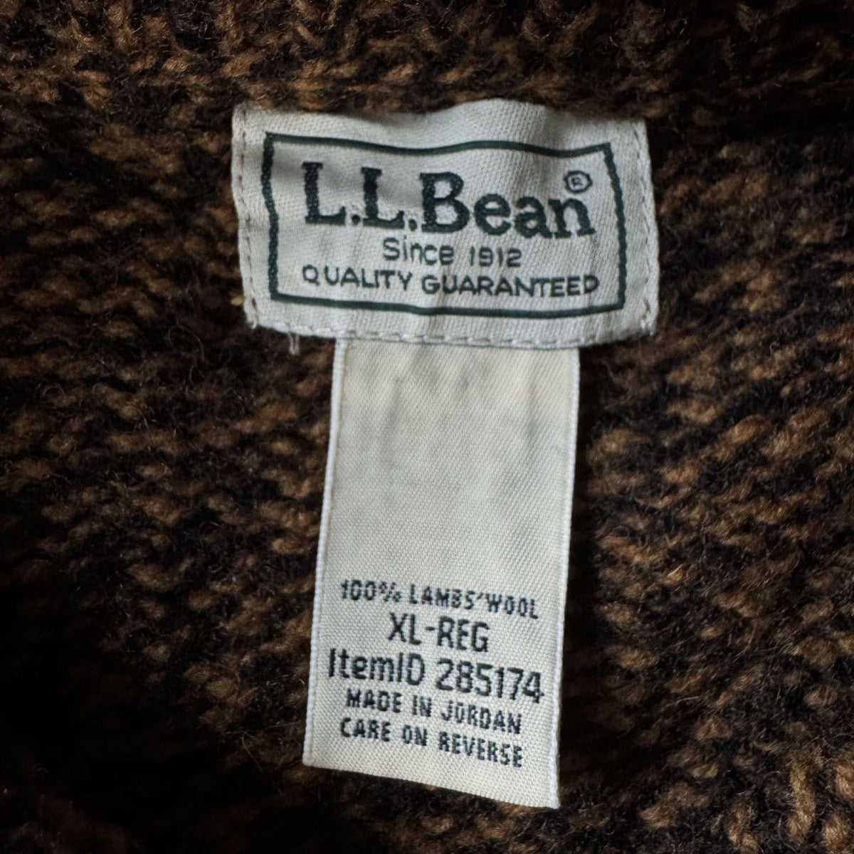 Vintage LL Bean Black & Brown Marbled Lambswool Sweater XL