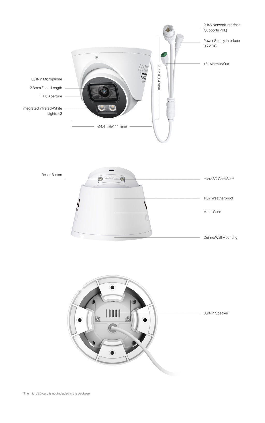 TP-Link VIGI InSight S445S 4MP ColourPro 2.0 Turret Network Camera – AI-ISP Low-Light Colour Night Vision, IP67, PoE, Two-Way Audio