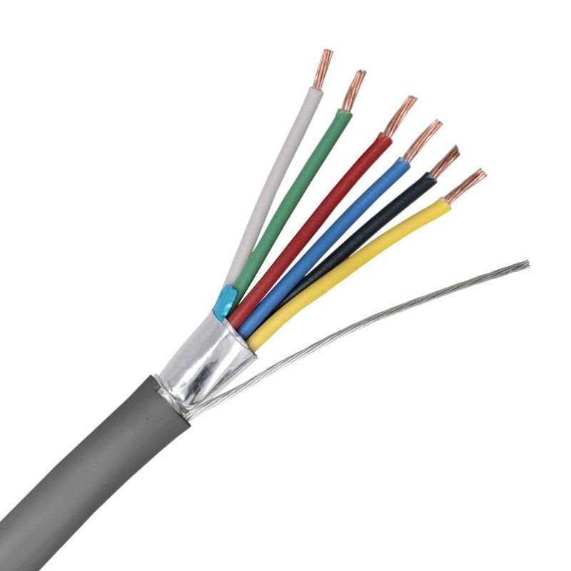 GLOBALCABLE 6 Core Shielded Security Cable – 7/0.20mm Stranded Copper, PVC Sheath, 300m Pull Box – GLO6C702300S