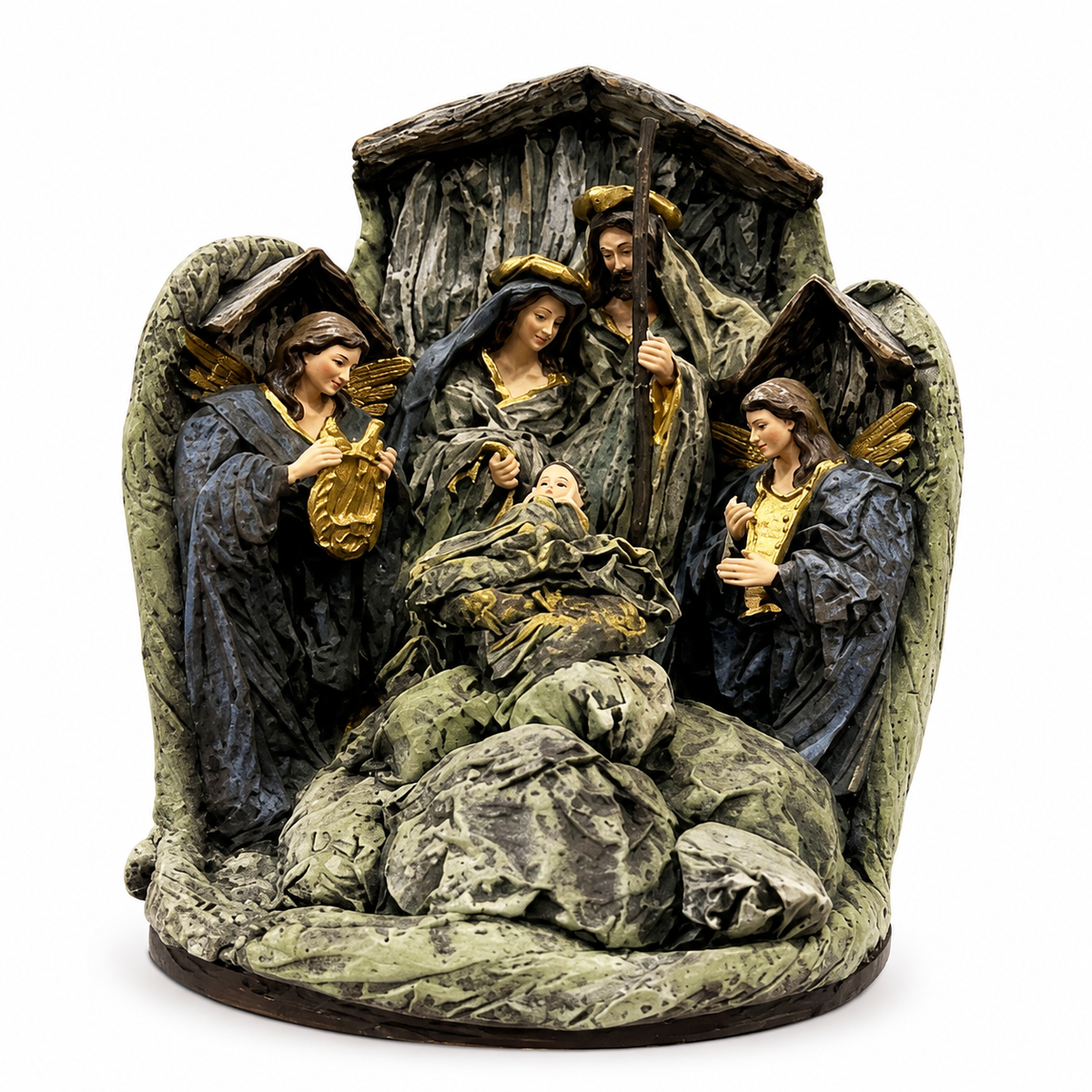 29cm Christmas Holy Family with Angels – Religious Nativity Scene Christmas Decoration