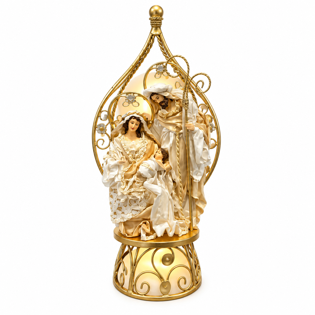 ⭐ 27cm Christmas Religious Handmade Nativity Set – Holy Family in 45cm Gazebo Shrine, Christian Christmas Manger Scene Decoration ⭐