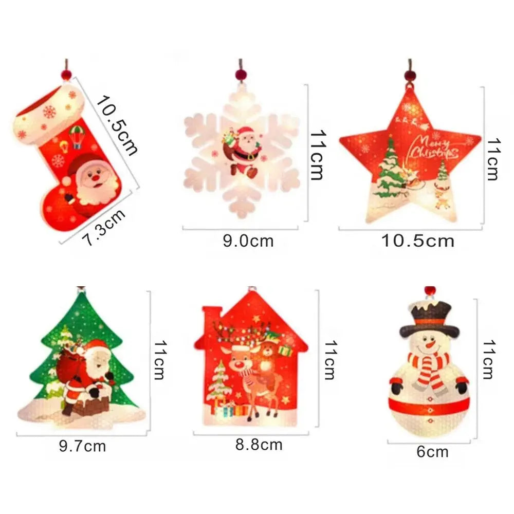 1PC Christmas Santa Stocking LED Hanging Ornament – Battery Powered Santa Claus Stocking Decoration with Snowflake Design for Christmas Tree & Home Décor