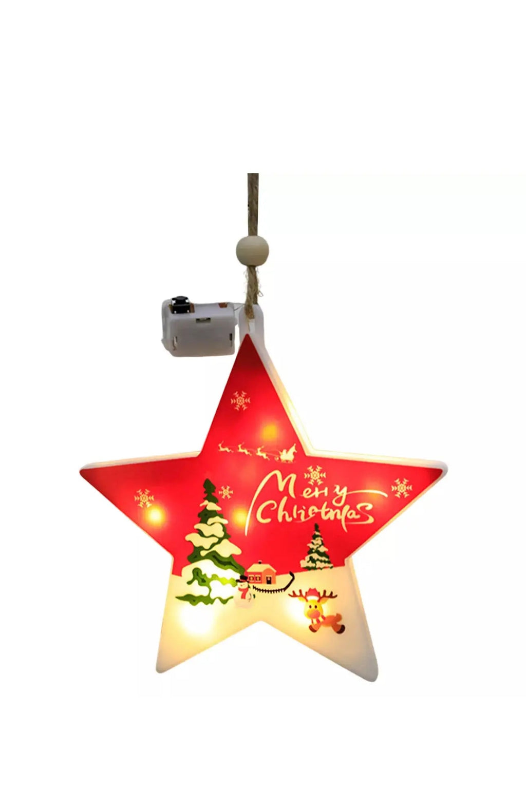 1PC Christmas Santa Stocking LED Hanging Ornament – Battery Powered Santa Claus Stocking Decoration with Snowflake Design for Christmas Tree & Home Décor