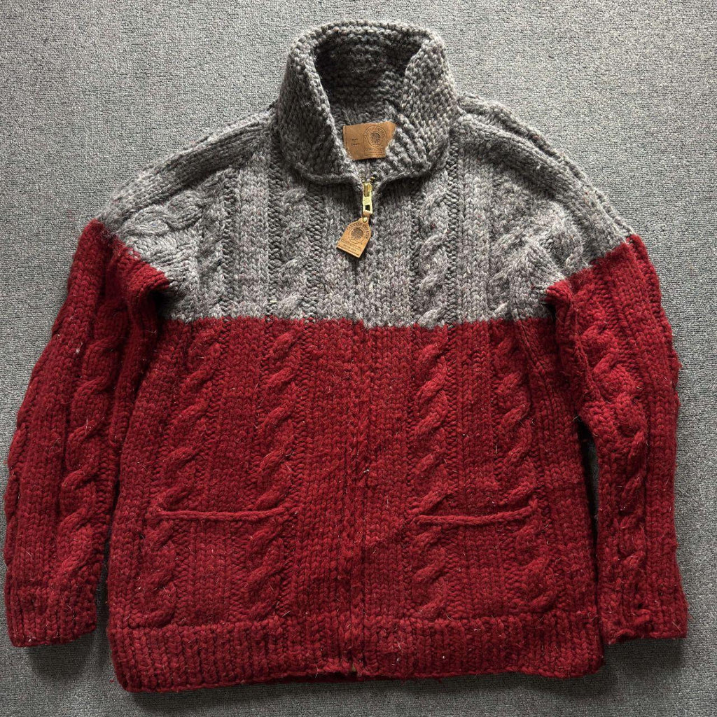 Vintage 80s Canadian Sweater Company Cowichan Style Wool Zip Up Sweater L