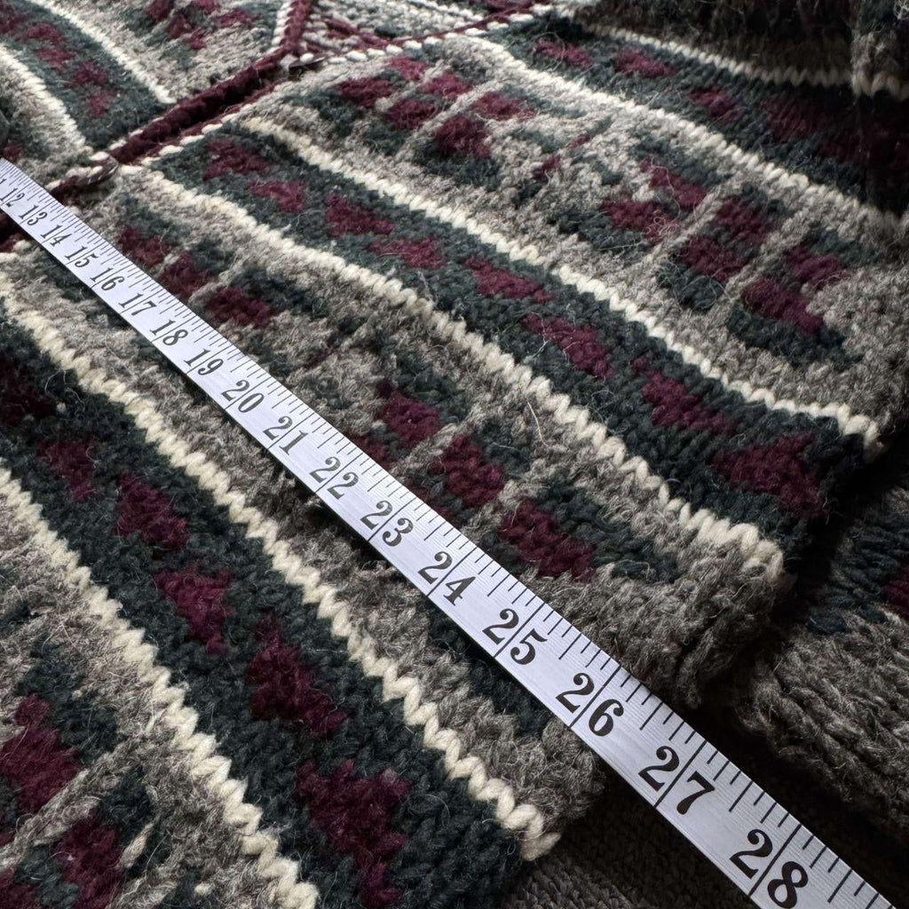 Vintage Rey Wear Ecuadorian Hand Knit Wool Cardigan - XL