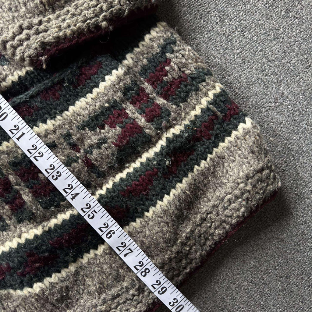 Vintage Rey Wear Ecuadorian Hand Knit Wool Cardigan - XL