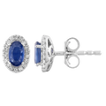 Sapphire Stud Earrings with 0.10ct Diamonds in 9K White Gold
