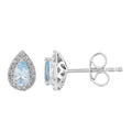 Aquamarine Stud Earrings with 0.10ct Diamonds in 9K White Gold