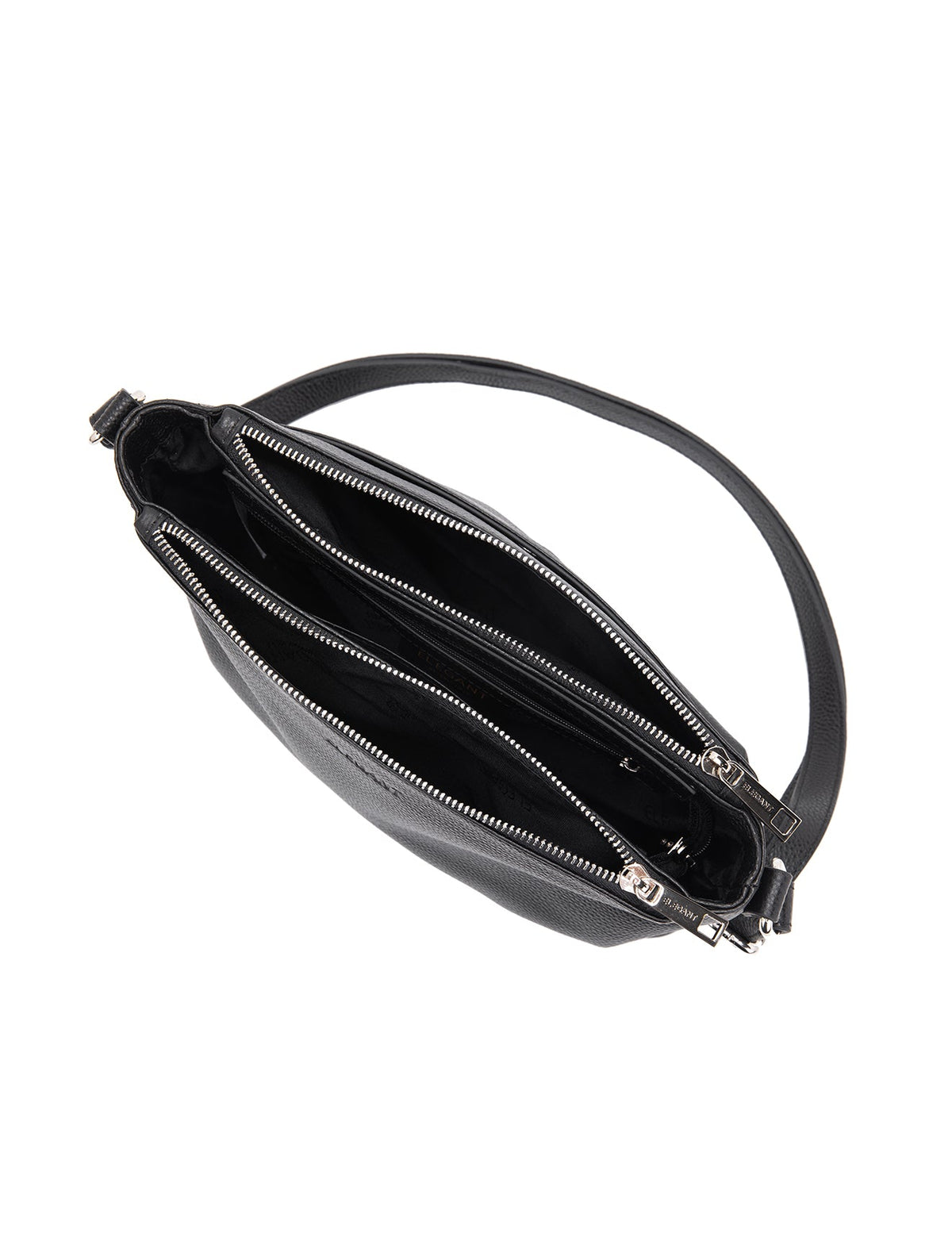 GABRIELLA TRIPLE COMPARTMENT LEATHER BAG- E1-0846-BLK