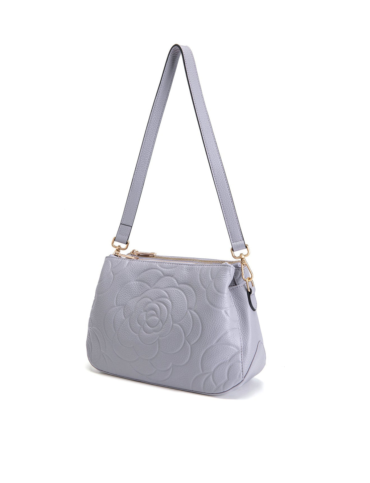ROSIE 3 COMPARTMENT LEATHER XBODY BAG- E1-8285A-CORNFLOWER
