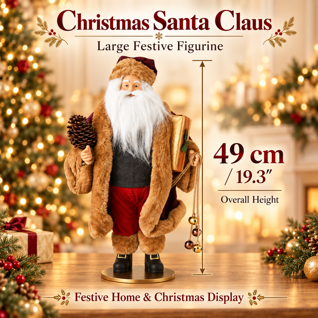 49cm Christmas Decoration Ornament Santa Claus – Large Festive Santa Figurine, Holiday Home Christmas Display Decor