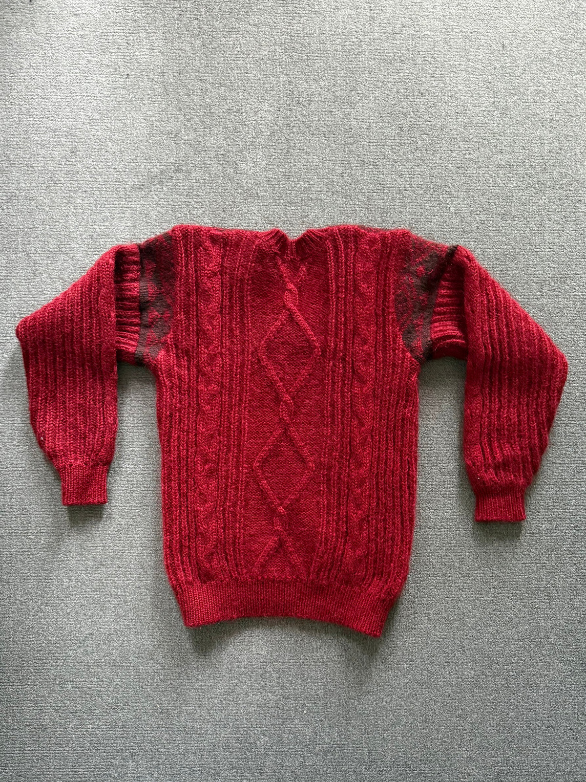 Red Vintage Cable Knit Sweater
