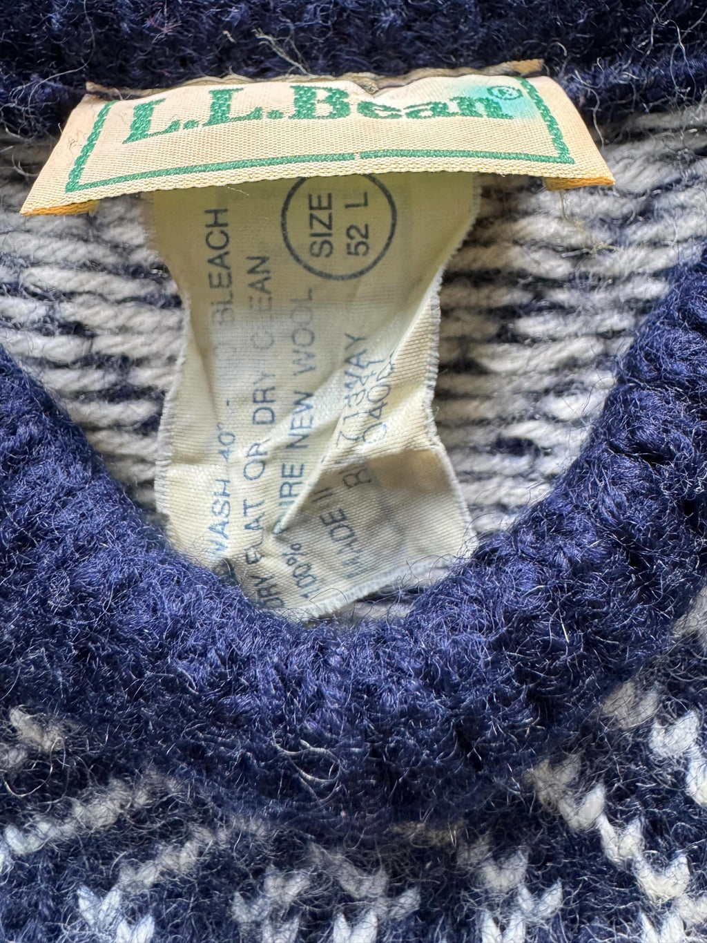 Vintage 90s L.L. Bean Nordic Knit Wool Sweater - Men's L