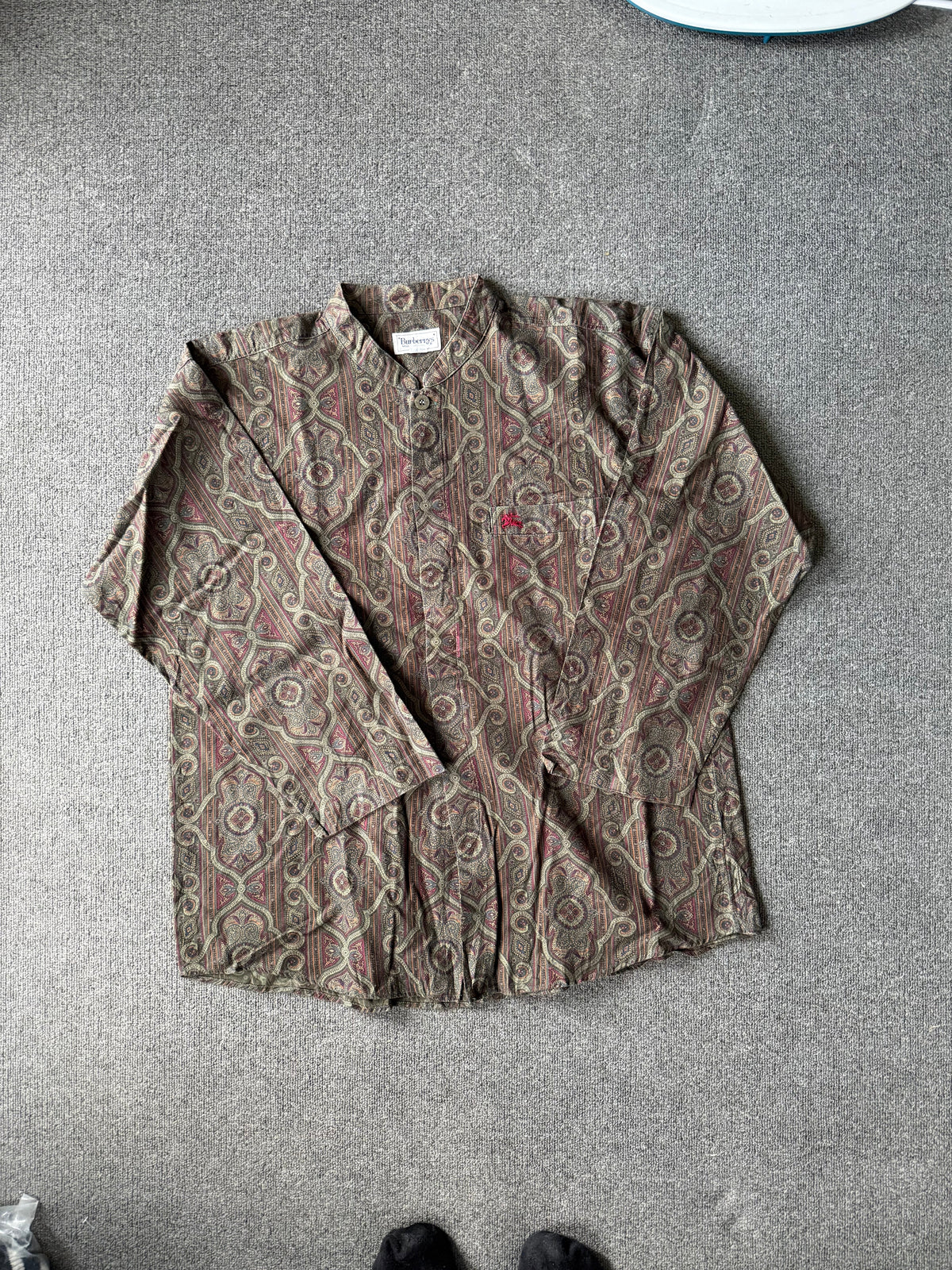 Burberry Brown Paisley Button Up Shirt Medium