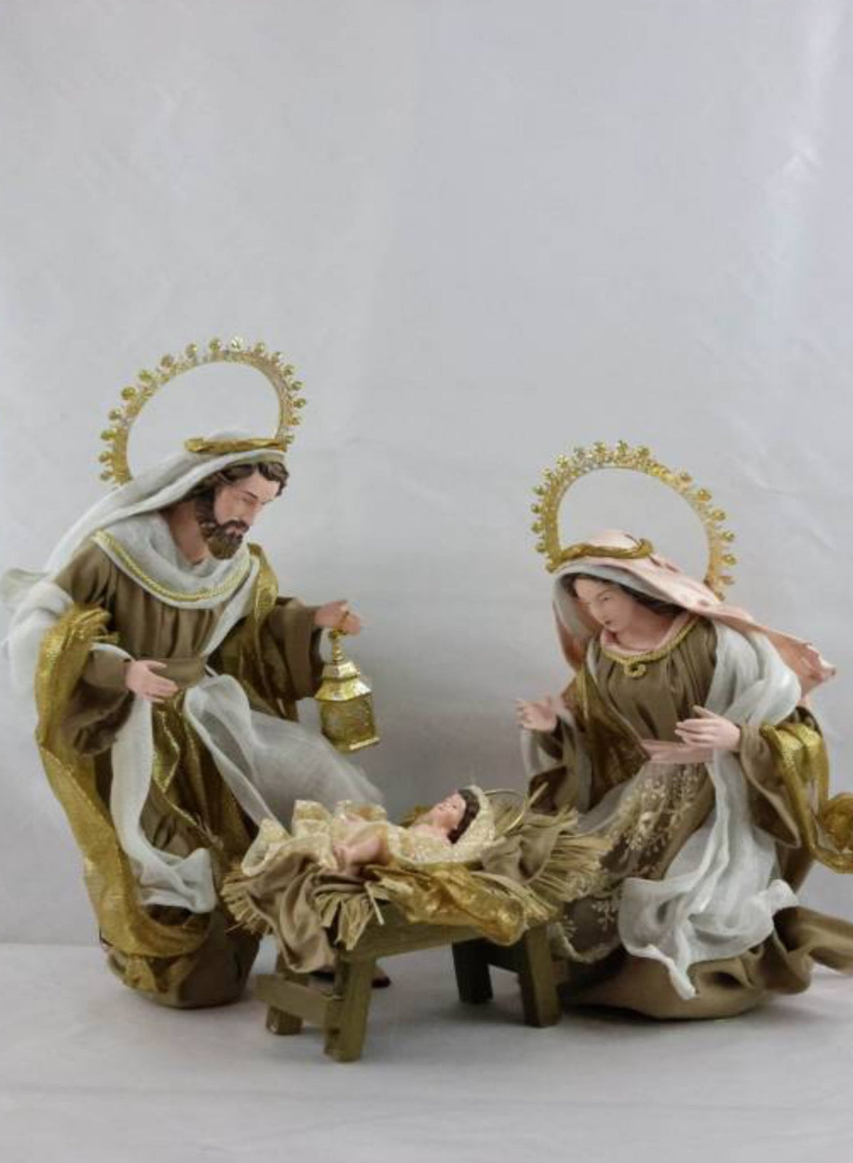 15.5" Christmas Religious Handmade Nativity Set - Holy Family (40 cm) & Three Wise Men (17.5", 45 cm) with Angel (17.25")