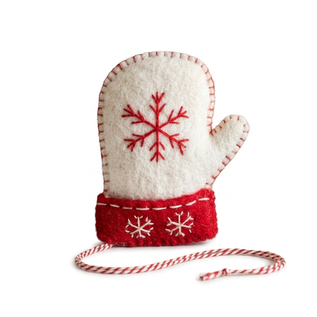 White Christmas Tree Wool Felt Ornament – Handmade & Shatterproof
