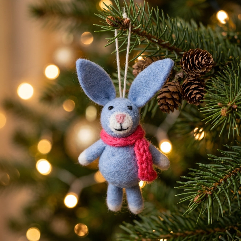 Handmade Wool Felt Bunny Ornament