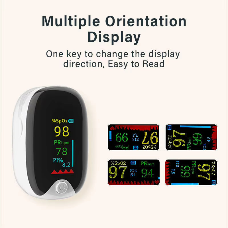 Finger Pulse Oximeter Blood Oxygen & Pulse Rate Monitor Color Screen Reading Meter & Rate Monitor