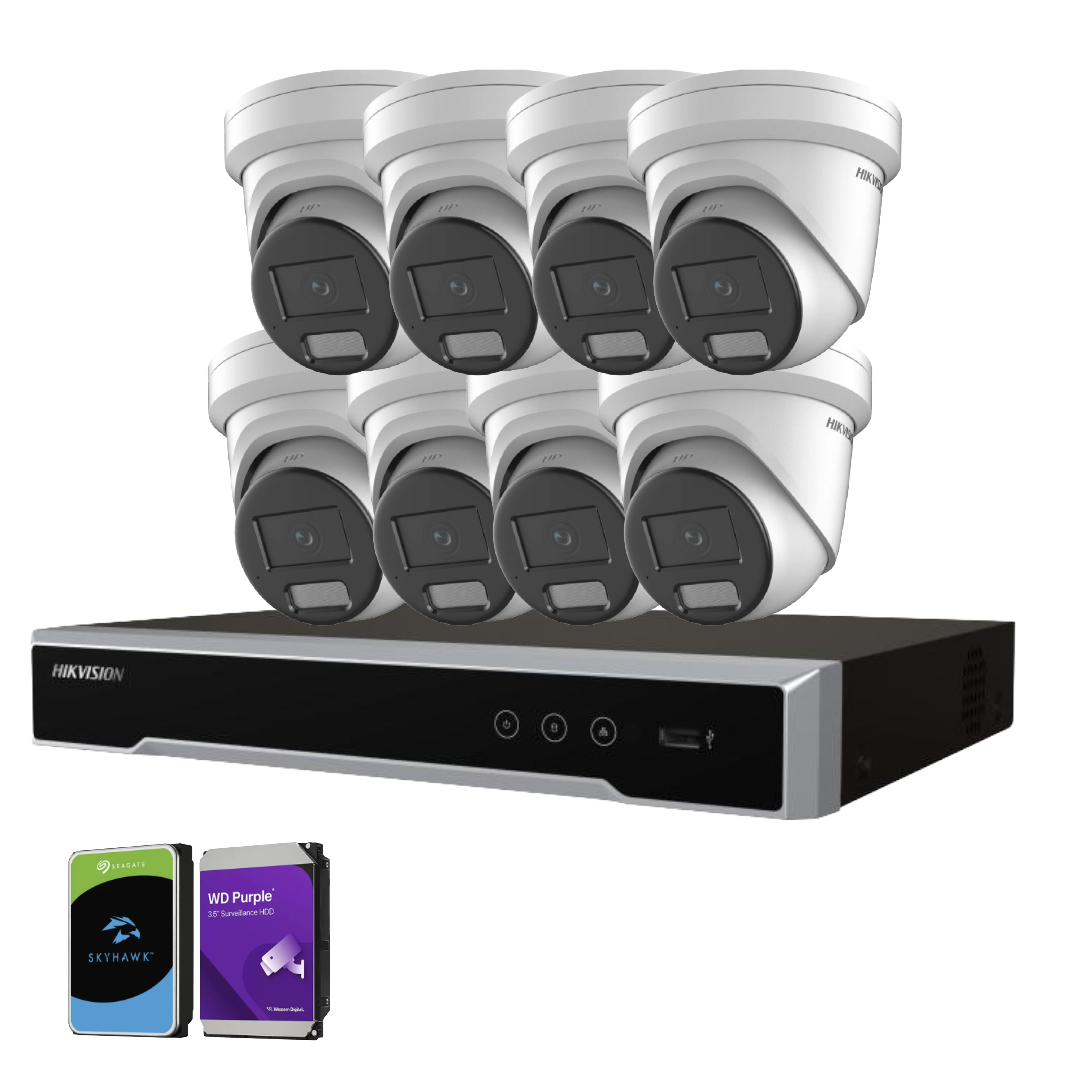Hikvision 6MP Darkfighter AcuSense PoE upto 8 Camera Security CCTV Kit + 8‑Channel PoE NVR (DS‑2CD2366G2H‑I(U) + DS‑7608NI‑M2/8P) with Optional HDD