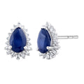 Sapphire Pear Earrings with 0.12ct Diamonds in 9K White Gold