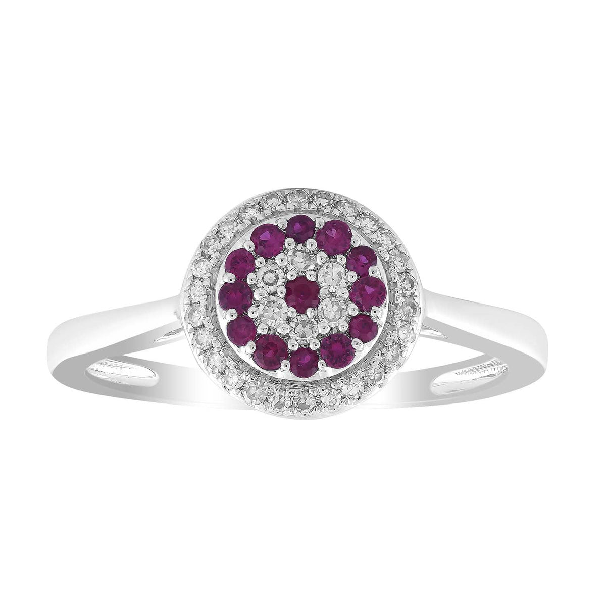Ruby Ring with 0.12ct Diamond in 9K White Gold