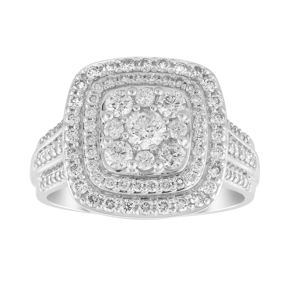 Cluster Ring with 1ct Diamonds in 18K White Gold