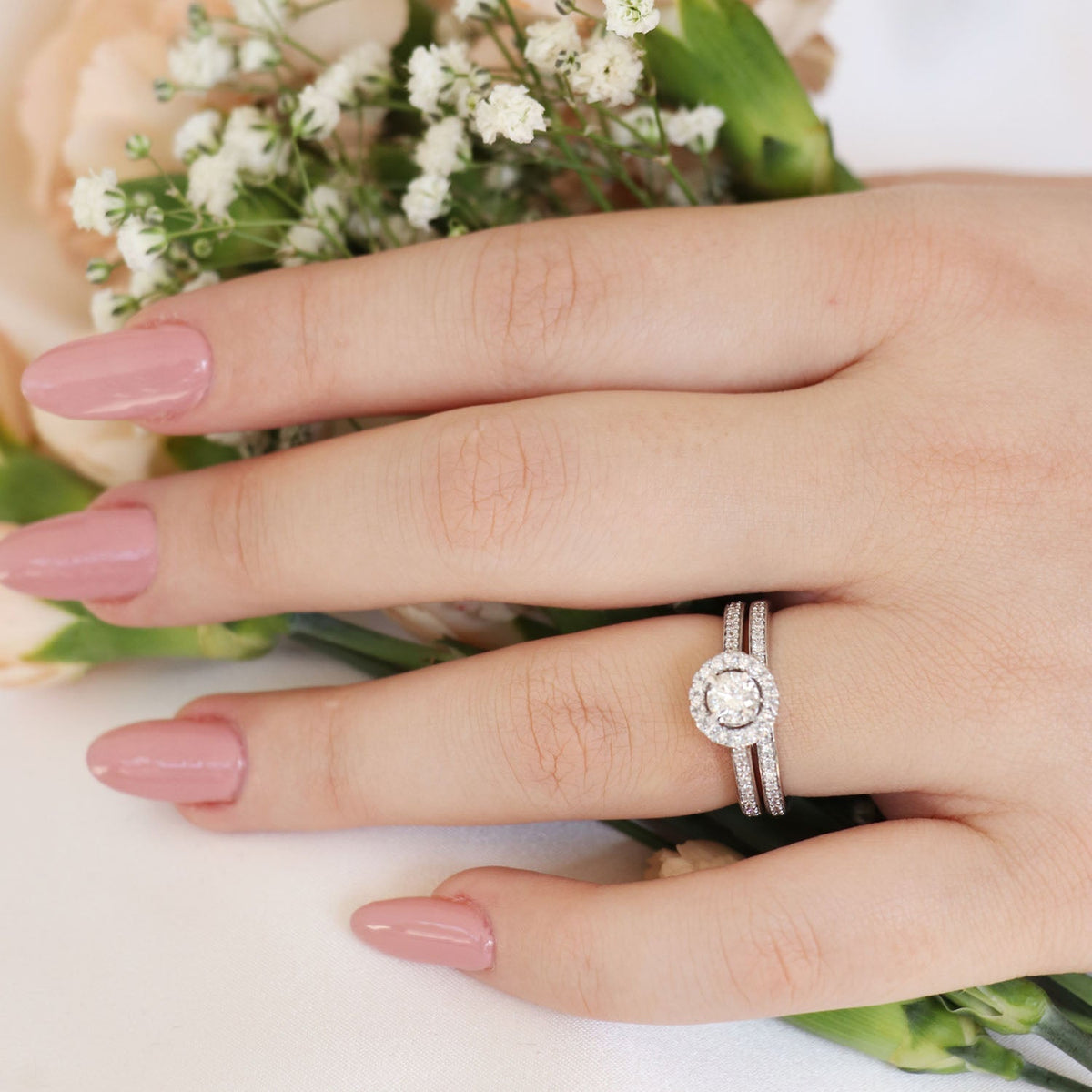 Engagement & Wedding Ring Set with 0.75ct Diamonds in 9K White Gold