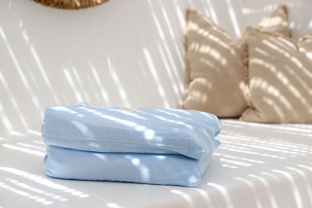 Sky Blue Linen Duvet Cover Set