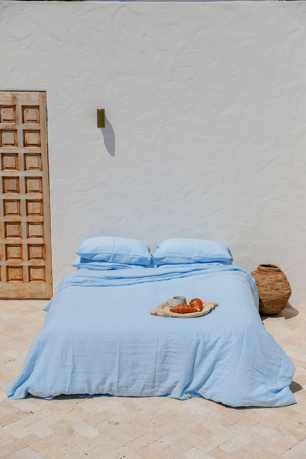 Sky Blue Linen Duvet Cover Set