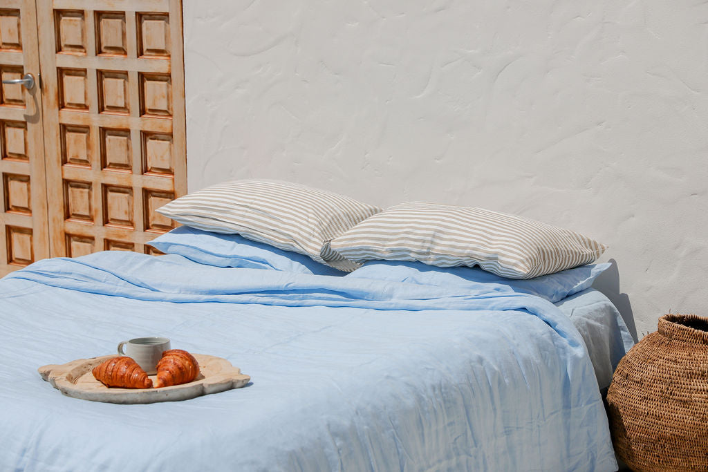 Sky Blue Linen Duvet Cover Set