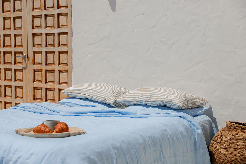 Sky Blue Linen Duvet Cover Set