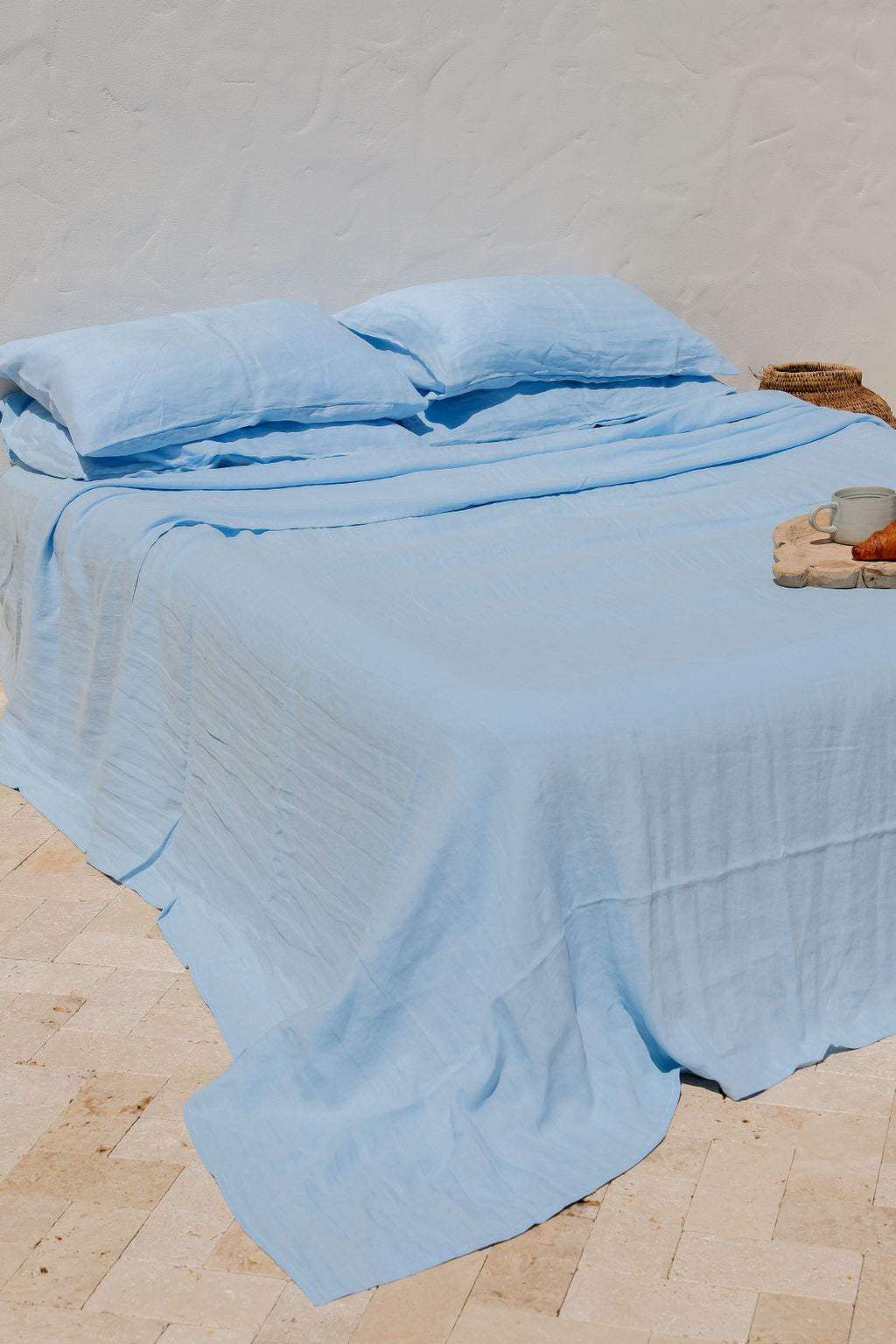 Sky Blue Linen Duvet Cover Set