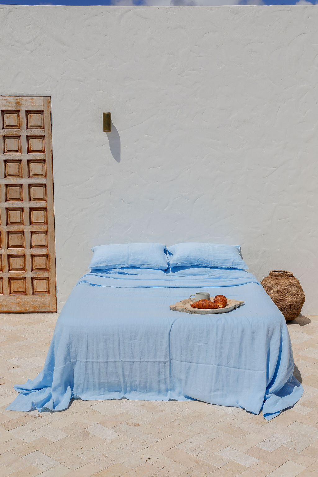 Sky Blue Linen Duvet Cover Set