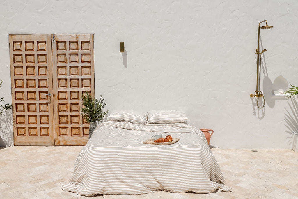 Cashmere Stripe Linen Duvet Cover Set
