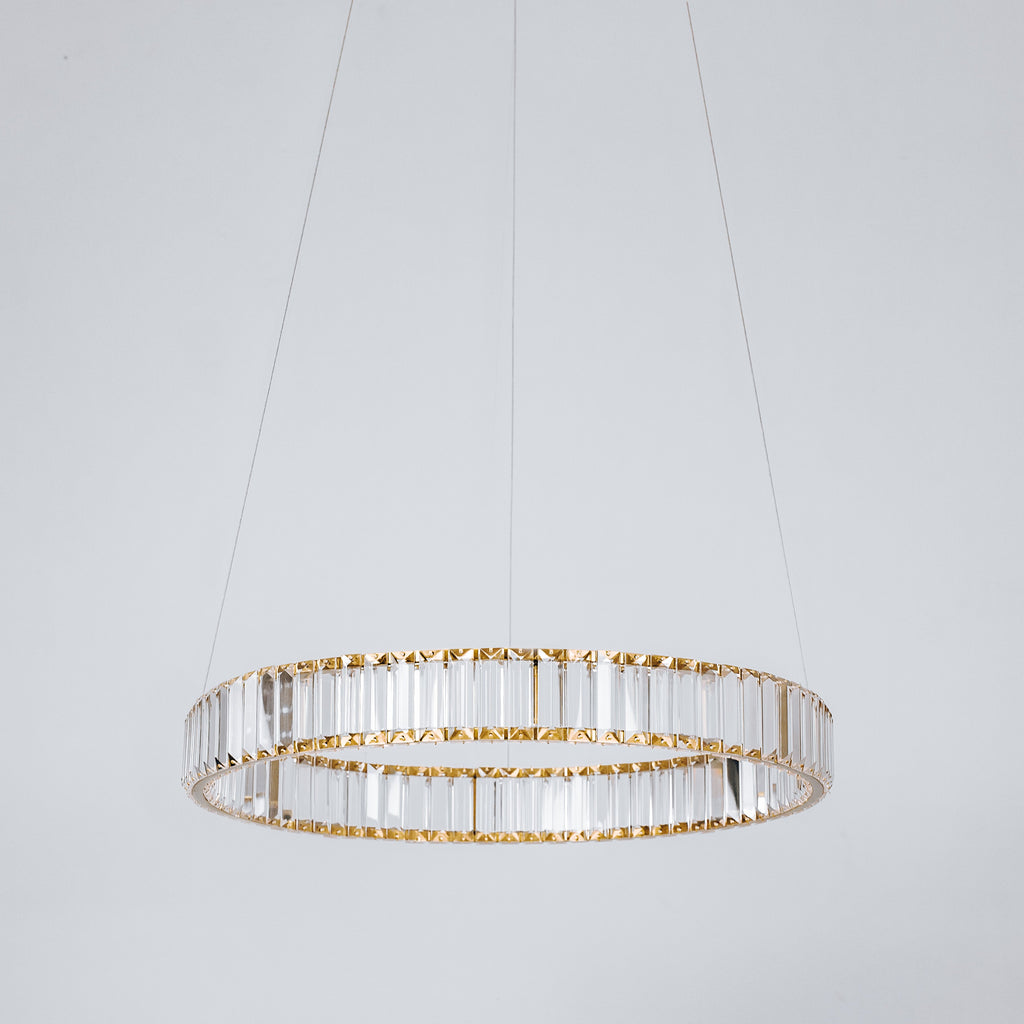 Quivira Round Crystal LED Chandelier - Gold Hardware