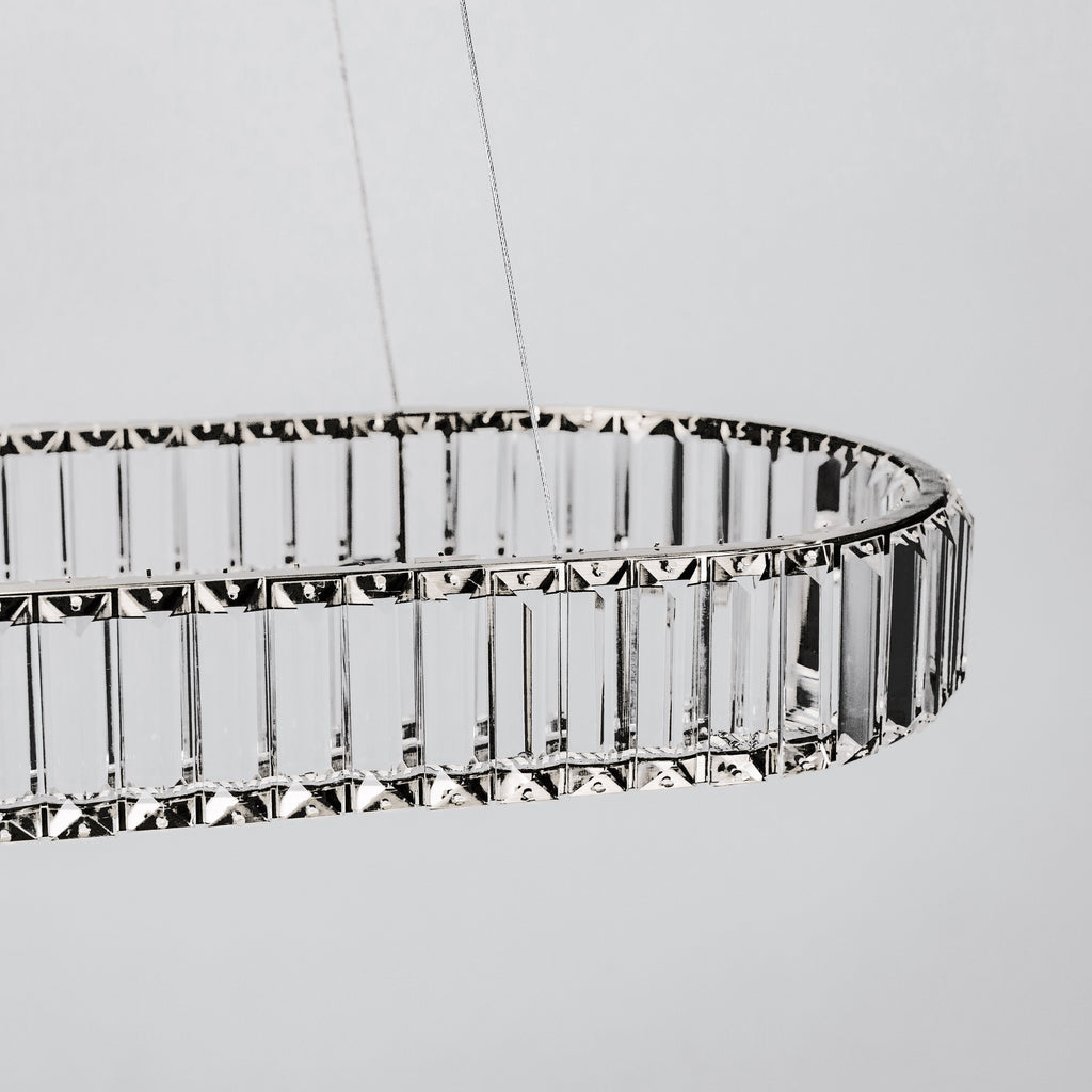 Quivira Oval Crystal LED Chandelier - Black Hardware