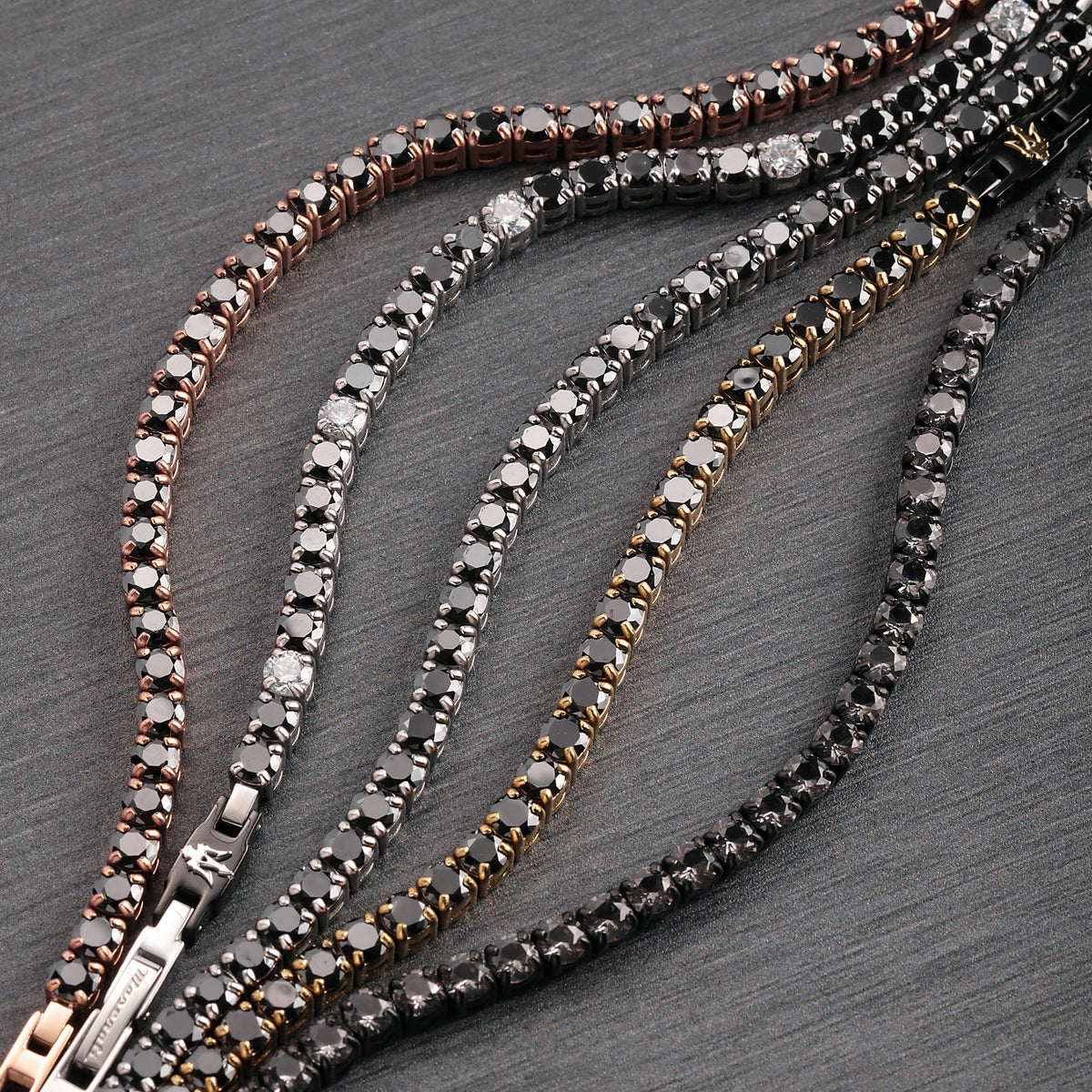 Maserati Gold Black Cubic Zirconia 22cm Bracelet