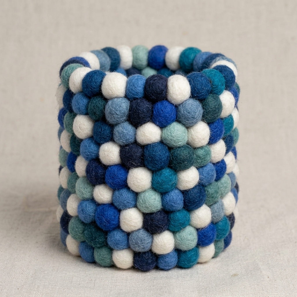 Wool Felt Ball Pen Holder & Napkin Ring | Handmade in Nepal | 10 Colours