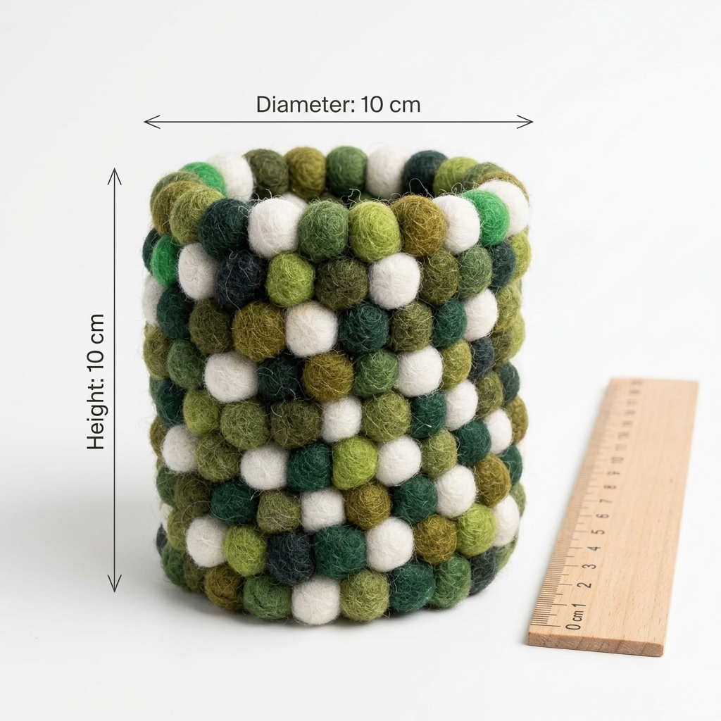 Wool Felt Ball Pen Holder & Napkin Ring | Handmade in Nepal | 10 Colours