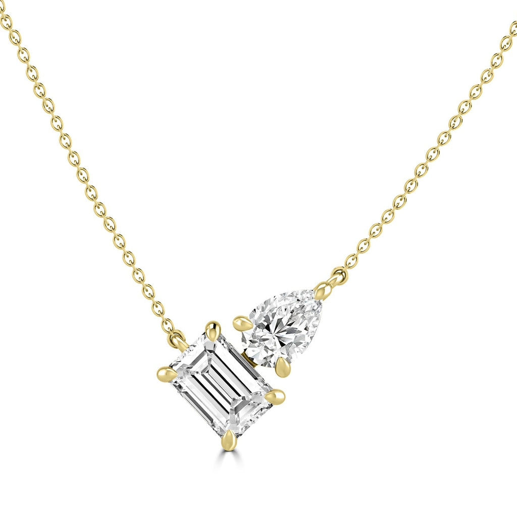 Toi Et Moi 1.00ct Lab Grown Diamond Necklace in 18K Yellow Gold