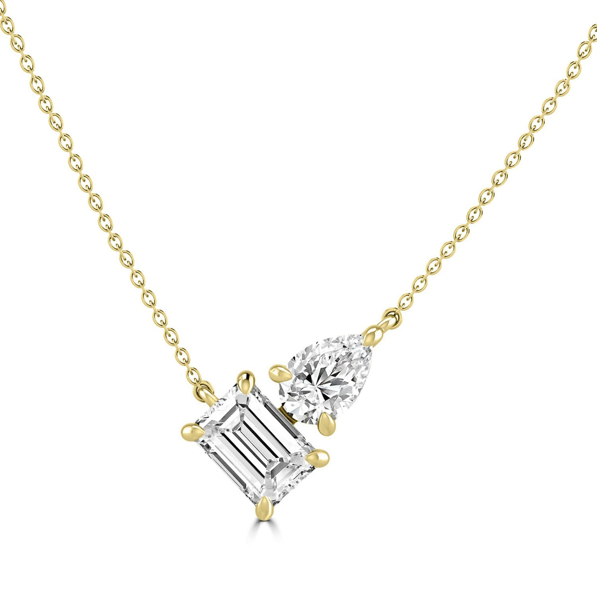 Toi Et Moi 1.00ct Lab Grown Diamond Necklace in 18K Yellow Gold