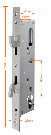 LIONHEAD HOOK LOCK – 35mm Backset | Secure Mortice Lock for Sliding Doors | Model: LHL-HOOK-35