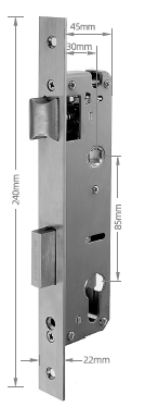 LIONHEAD SW Mortice Lock – 30mm Backset | Ultra-Slim Mortice Lock for Narrow Door Profiles | Model: LHL-SW-MORTICE-30