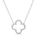 9K White Gold Diamond Clover Necklace 45cm