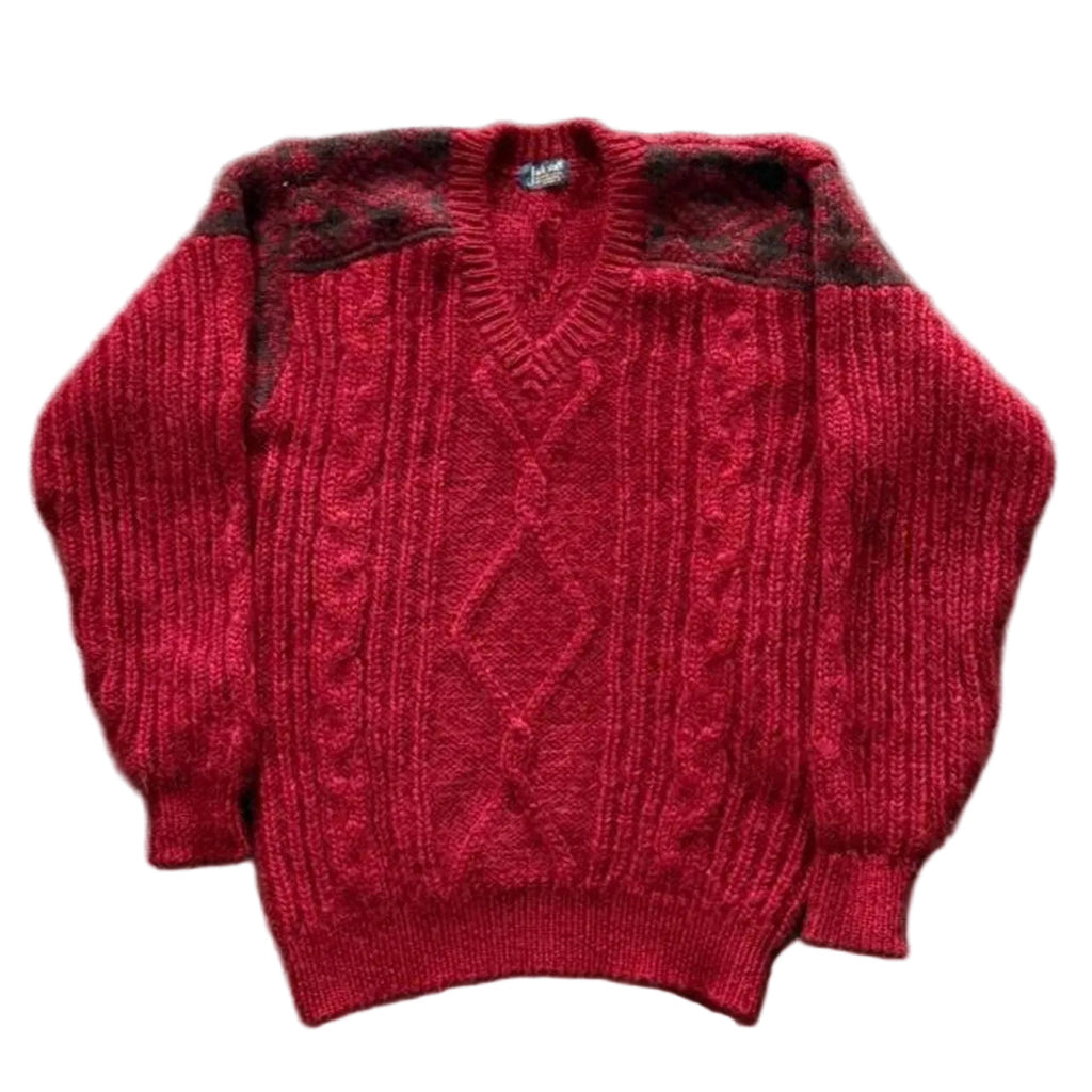Red Vintage Cable Knit Sweater
