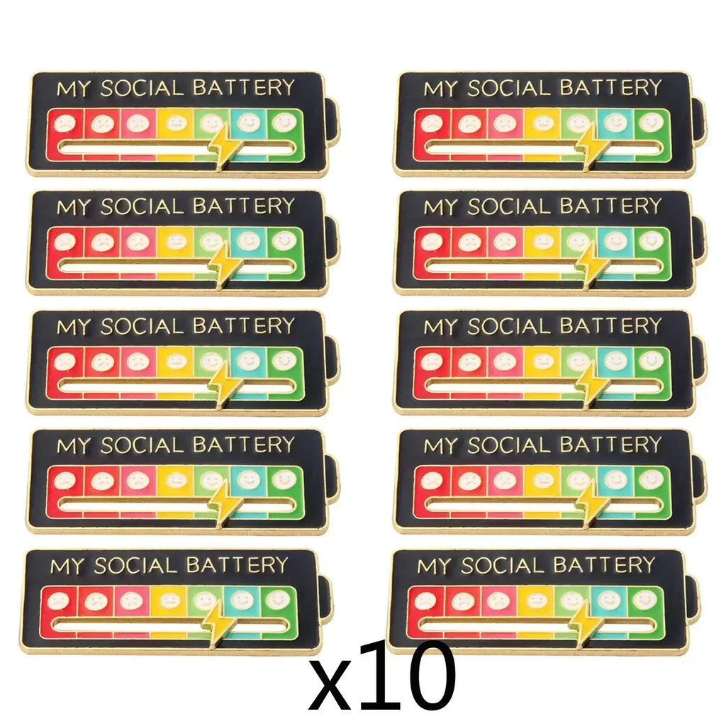 My Social Power Battery Brooch Social Power Enamel Badge Transform Mood Energy Brooche Alloy Badge Gift Brooches for Women Pin