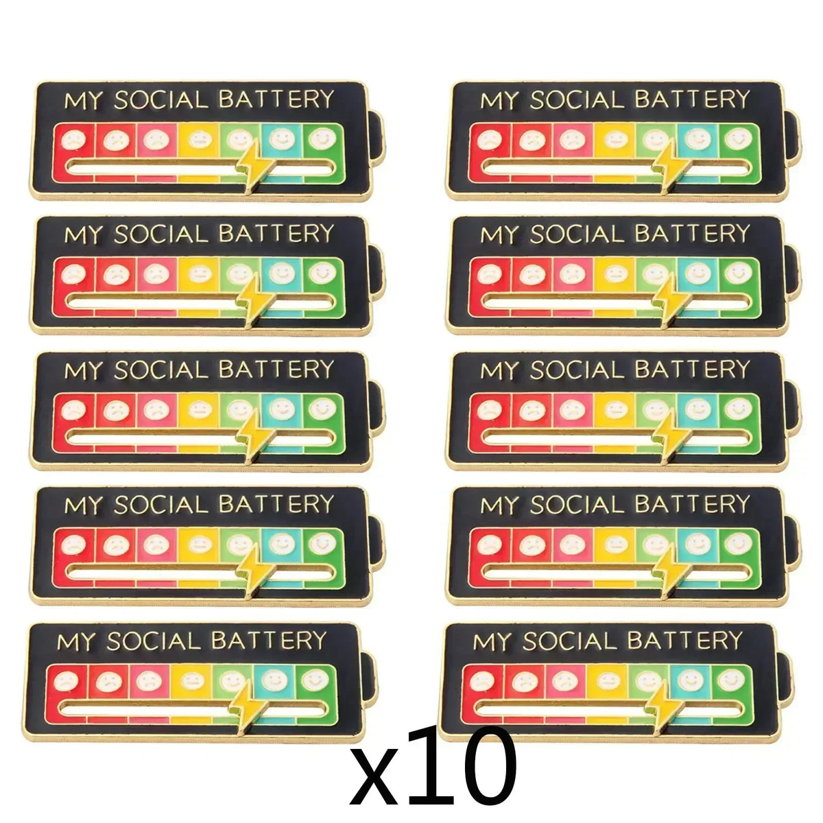 My Social Power Battery Brooch Social Power Enamel Badge Transform Mood Energy Brooche Alloy Badge Gift Brooches for Women Pin