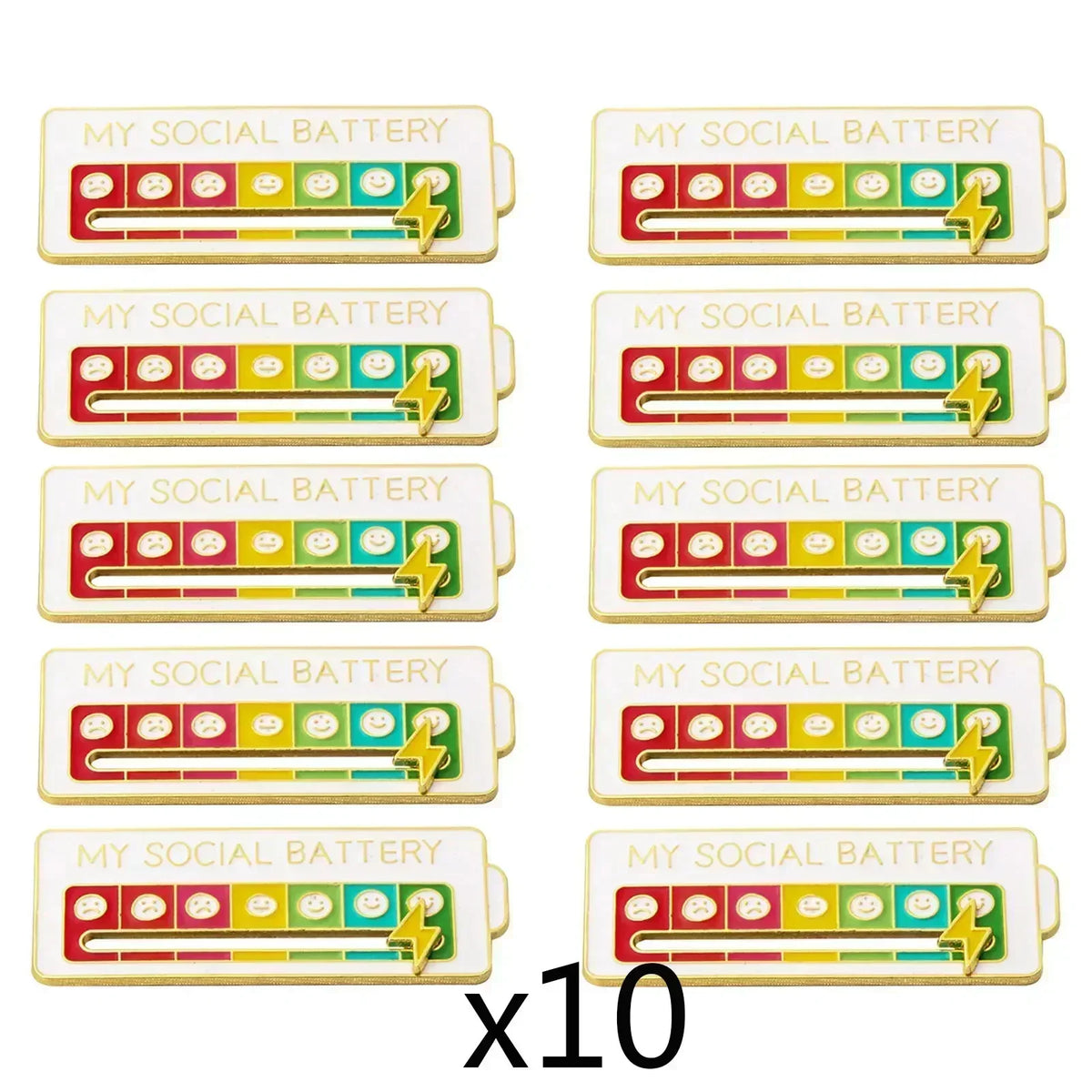My Social Power Battery Brooch Social Power Enamel Badge Transform Mood Energy Brooche Alloy Badge Gift Brooches for Women Pin