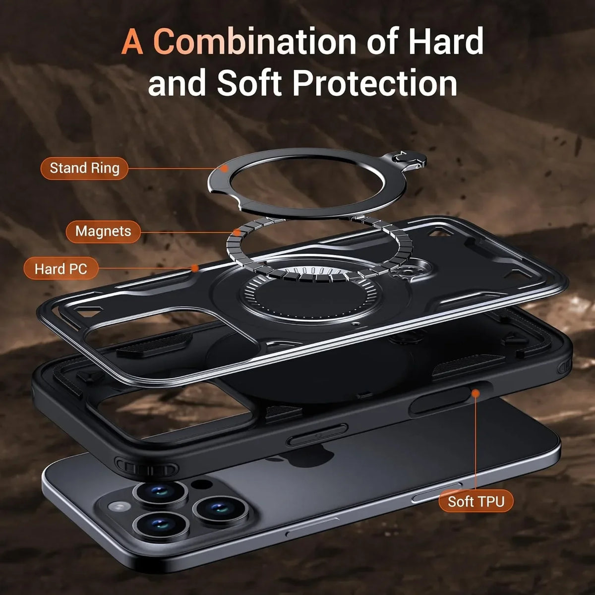 iPhone MagSafe Shockproof Ring Holder Case
